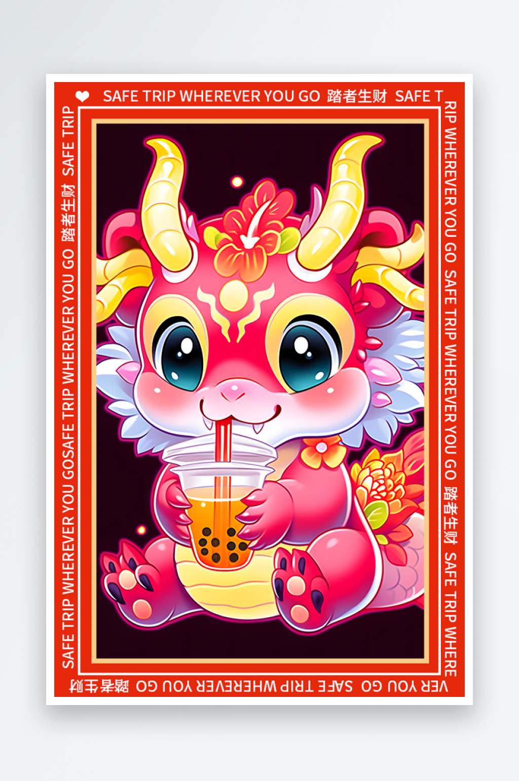 龙年地垫图案卡通龙素材图片素材