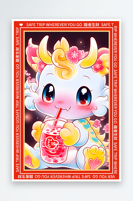 龙年地垫图案卡通龙素材图片-众图网