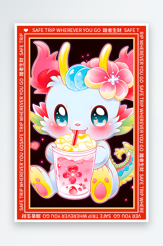 龙年地垫图案卡通龙素材图片-众图网