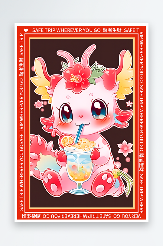 龙年地垫图案卡通龙素材图片-众图网