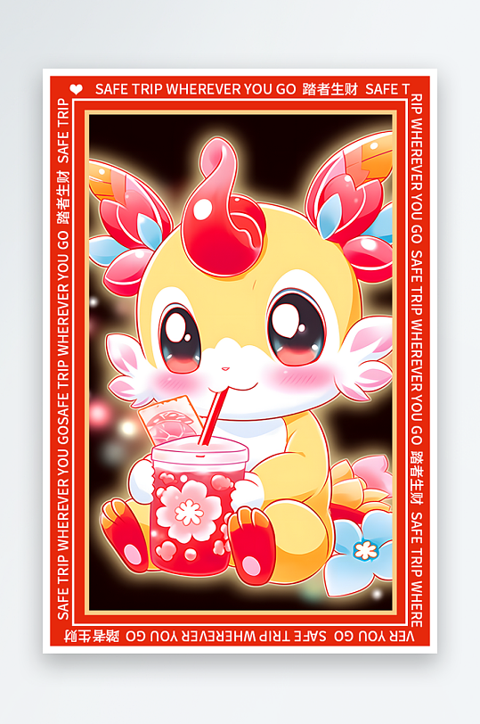 龙年地垫图案卡通龙素材图片-众图网