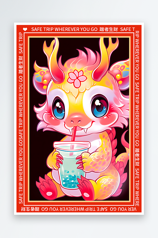 龙年地垫图案卡通龙素材图片-众图网