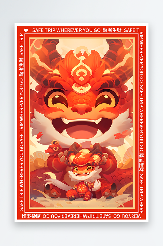 龙年地垫图案卡通龙素材图片-众图网