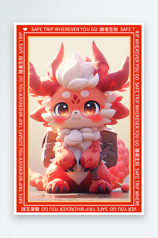 龙年地垫图案卡通龙素材图片-众图网