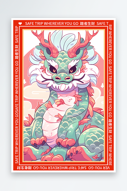 龙年地垫图案卡通龙素材图片-众图网