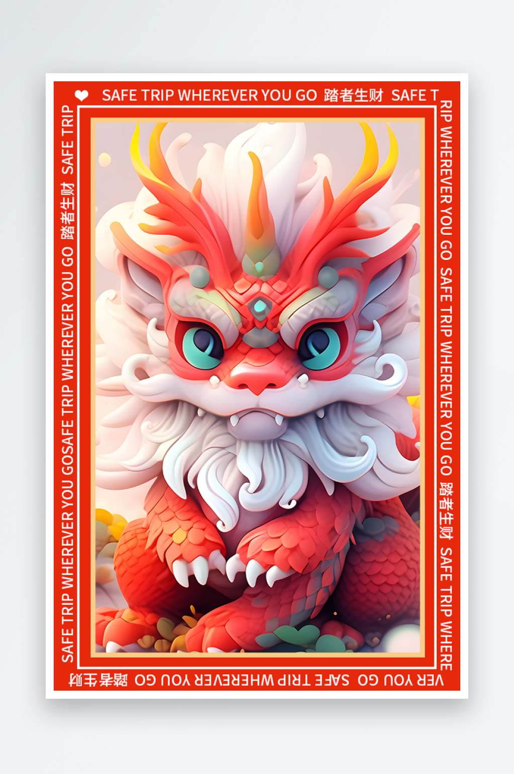 龙年地垫图案卡通龙素材图片素材