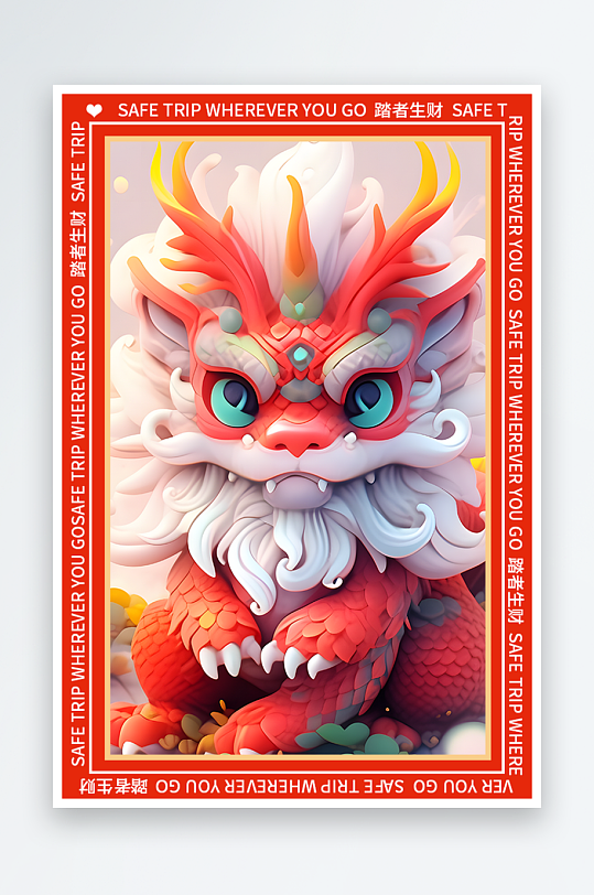 龙年地垫图案卡通龙素材图片-众图网