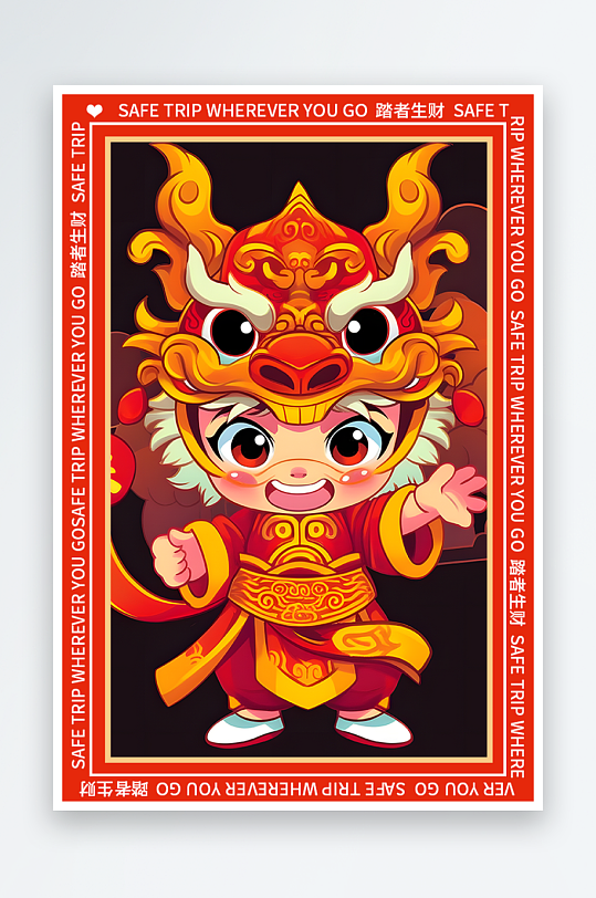 龙年地垫图案卡通龙素材图片-众图网