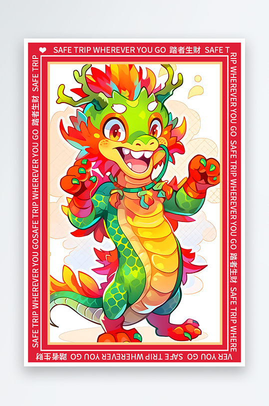 龙年地垫图案卡通龙素材图片-众图网