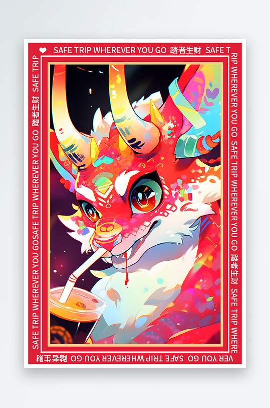 龙年地垫图案卡通龙素材图片-众图网