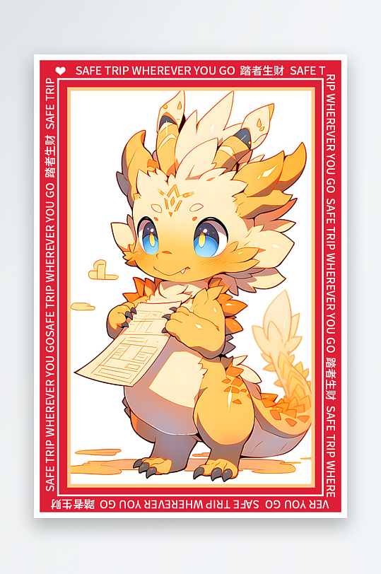 龙年地垫图案卡通龙素材图片-众图网