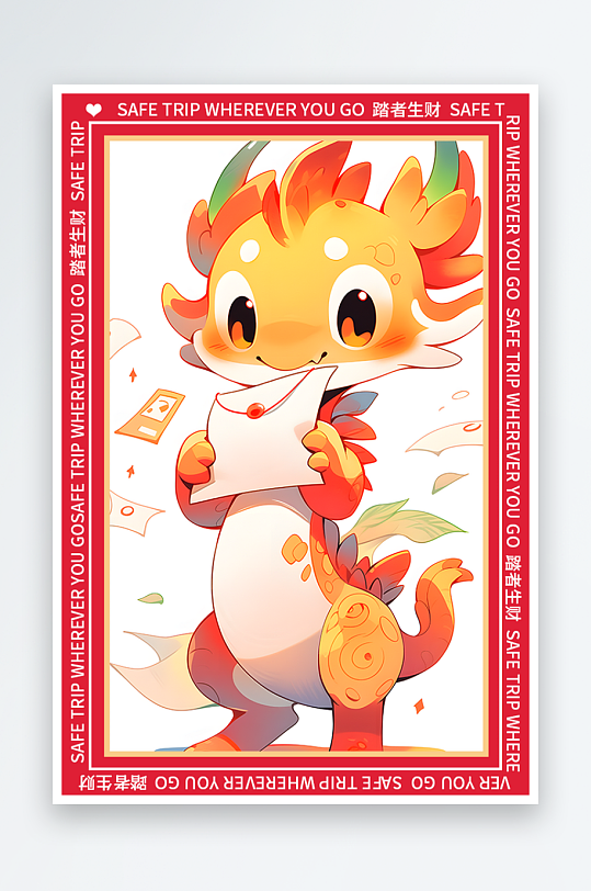 龙年地垫图案卡通龙素材图片-众图网