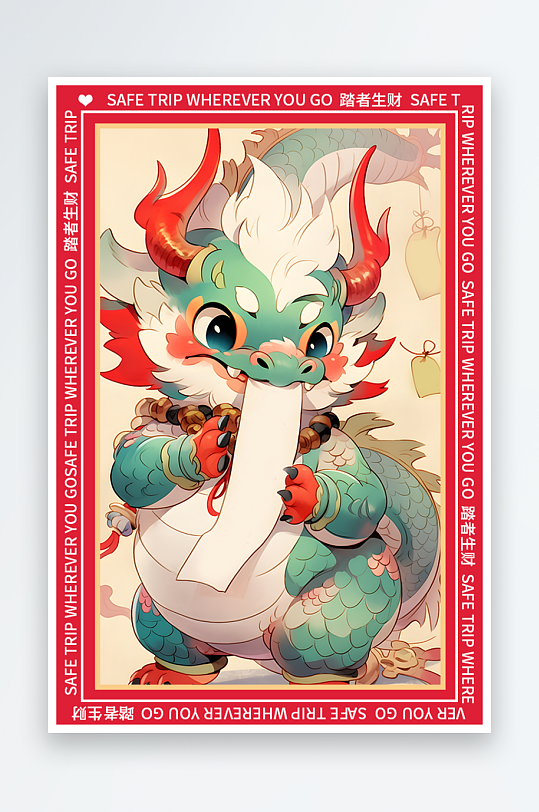 龙年地垫图案卡通龙素材图片-众图网