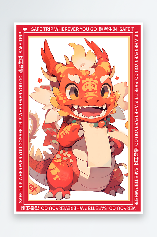 龙年地垫图案卡通龙素材图片-众图网