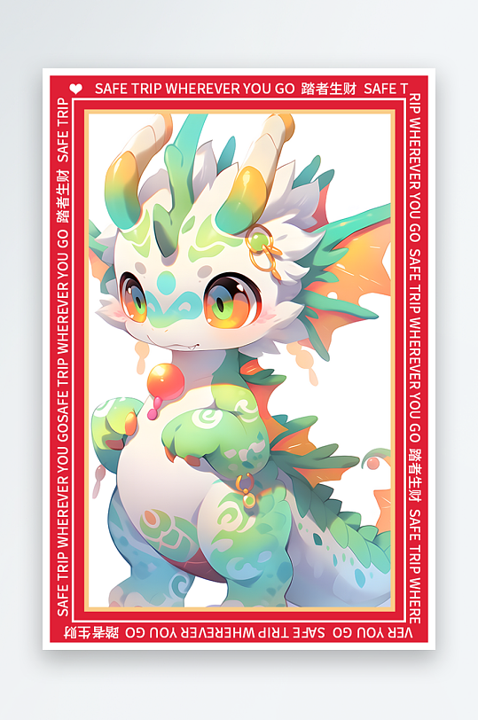 龙年地垫图案卡通龙素材图片-众图网