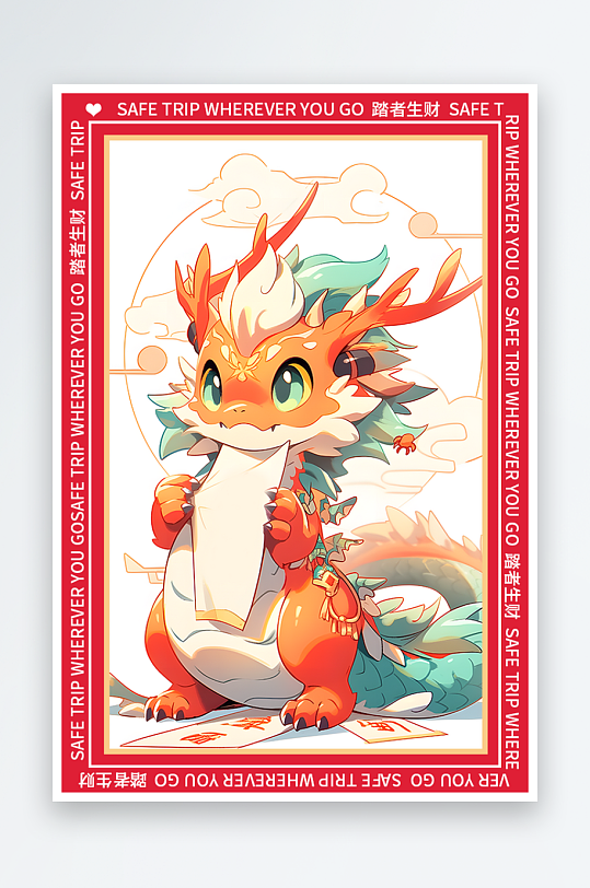 龙年地垫图案卡通龙素材图片-众图网