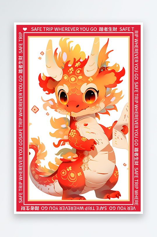 龙年地垫图案卡通龙素材图片-众图网