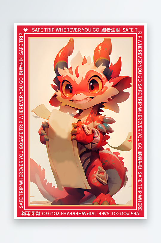 龙年地垫图案卡通龙素材图片-众图网