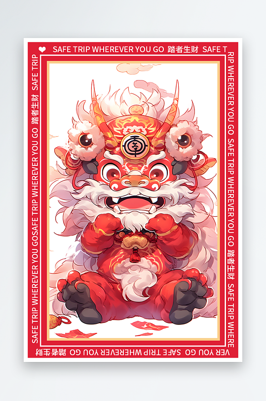 龙年地垫图案卡通龙素材图片-众图网