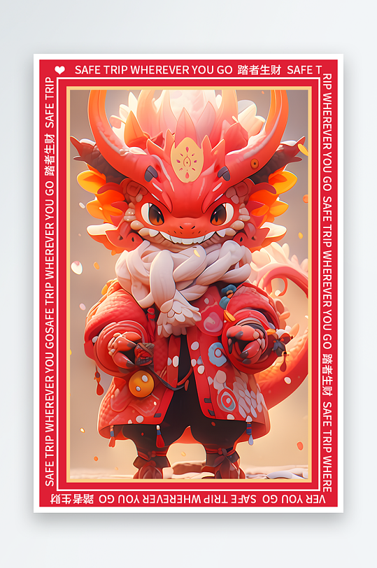 龙年地垫图案卡通龙素材图片-众图网