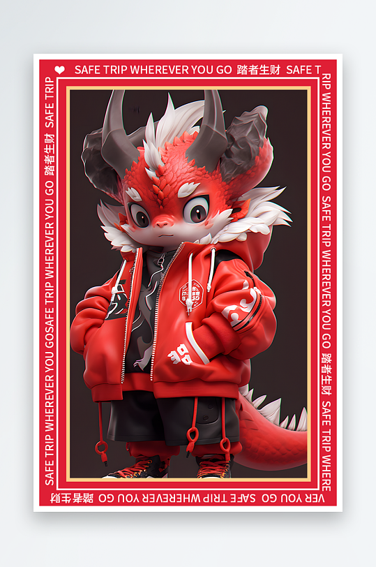 龙年地垫图案卡通龙素材图片-众图网