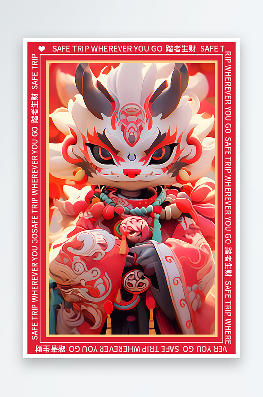 龙年地垫图案卡通龙素材图片-众图网