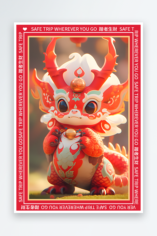 龙年地垫图案卡通龙素材图片-众图网