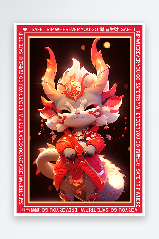 龙年地垫图案卡通龙素材图片-众图网