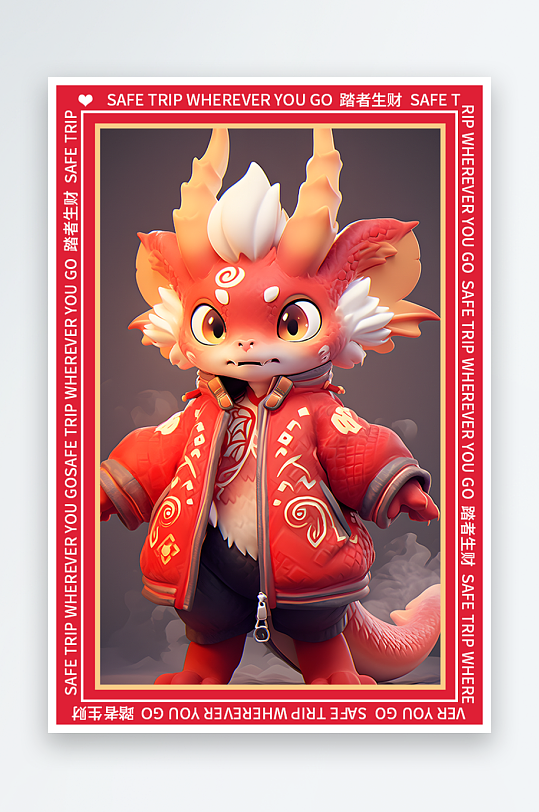 龙年地垫图案卡通龙素材图片-众图网