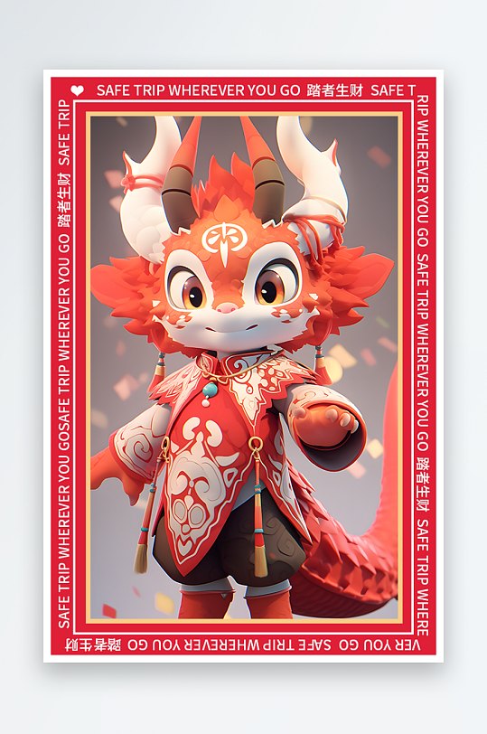 龙年地垫图案卡通龙素材图片-众图网