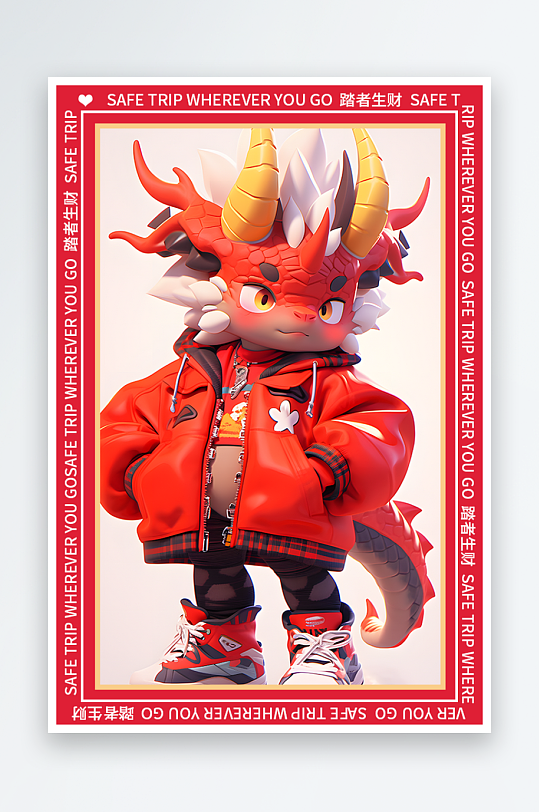 龙年地垫图案卡通龙素材图片-众图网