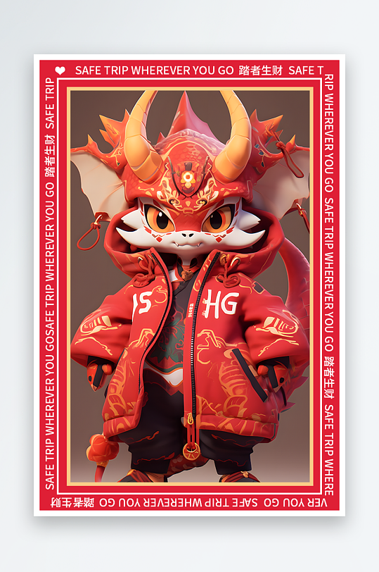 龙年地垫图案卡通龙素材图片-众图网