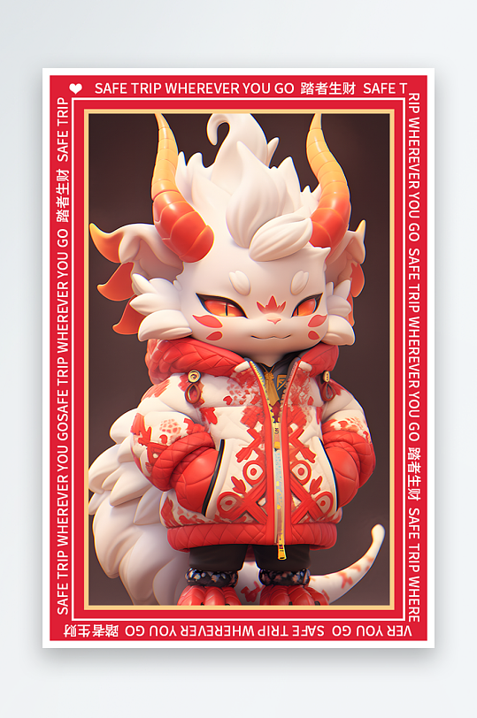 龙年地垫图案卡通龙素材图片-众图网