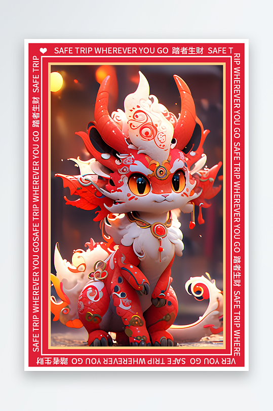 龙年地垫图案卡通龙素材图片-众图网