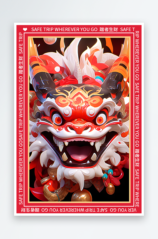 龙年地垫图案卡通龙素材图片-众图网