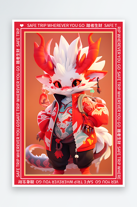 龙年地垫图案卡通龙素材图片-众图网