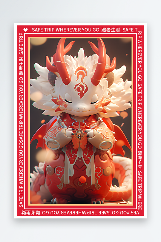 龙年地垫图案卡通龙素材图片-众图网