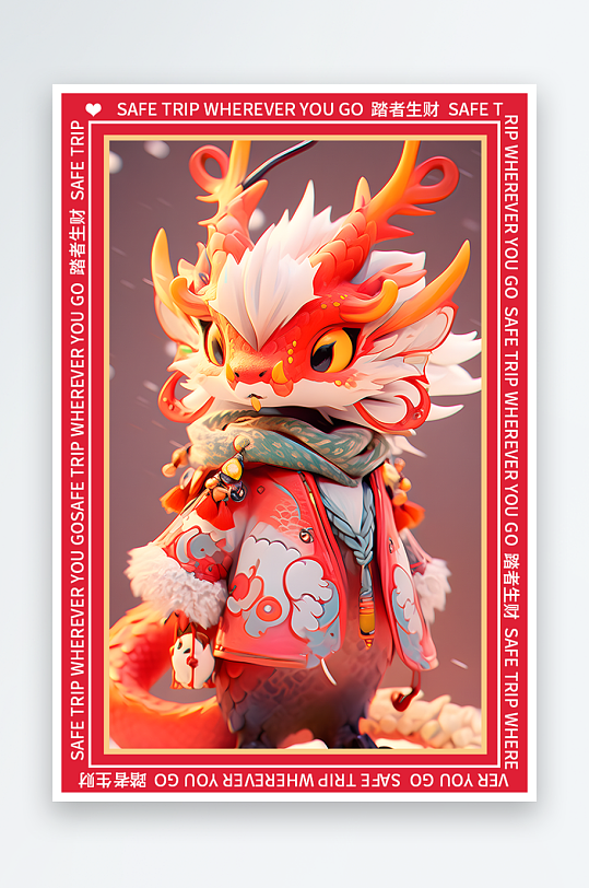 龙年地垫图案卡通龙素材图片-众图网