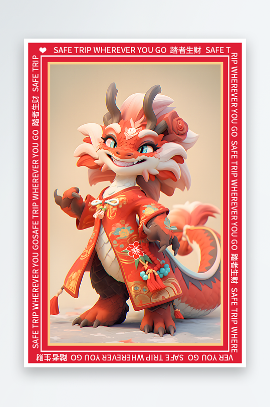 龙年地垫图案卡通龙素材图片-众图网