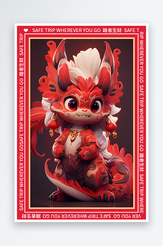 龙年地垫图案卡通龙素材图片-众图网