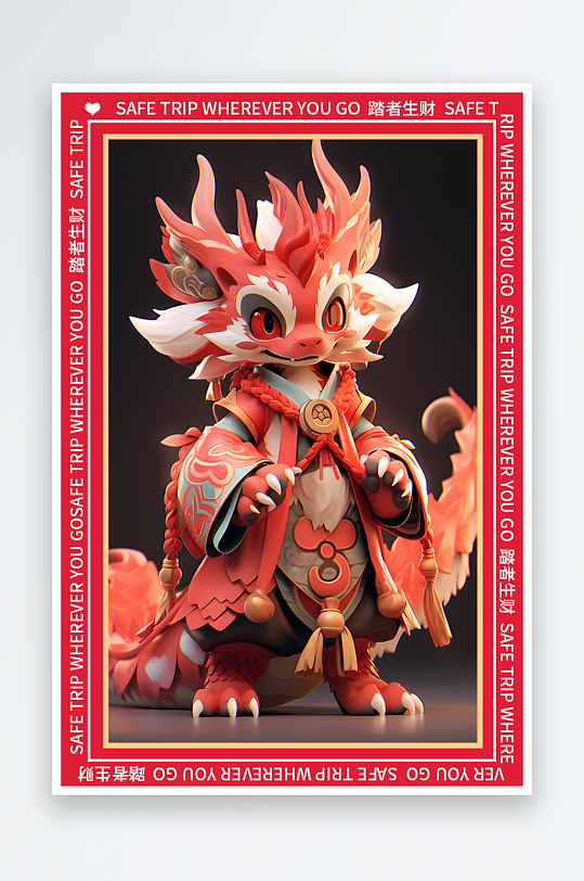 龙年地垫图案卡通龙素材图片-众图网