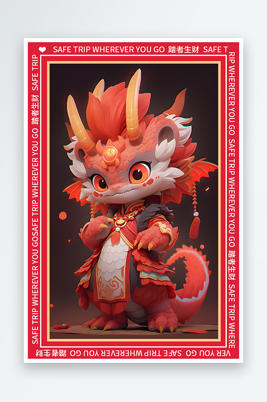 龙年地垫图案卡通龙素材图片-众图网