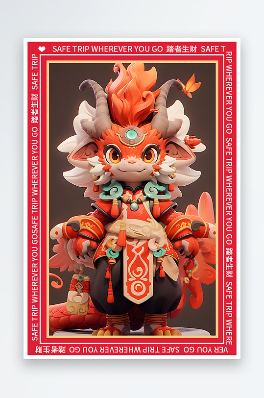 龙年地垫图案卡通龙素材图片-众图网