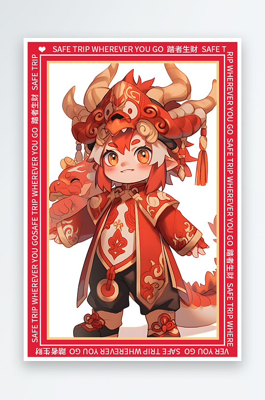 龙年地垫图案卡通龙素材图片-众图网