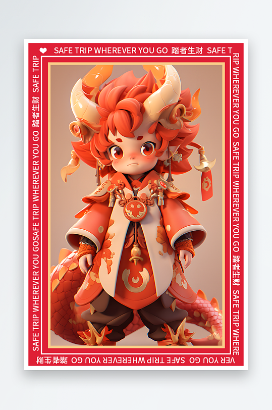 龙年地垫图案卡通龙素材图片-众图网