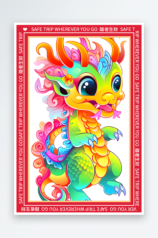 龙年地垫图案卡通龙素材图片-众图网