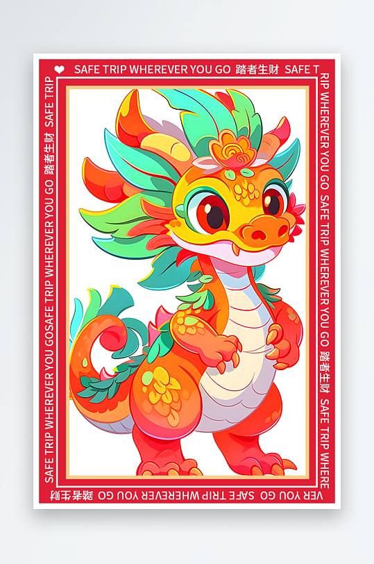 龙年地垫图案卡通龙素材图片-众图网