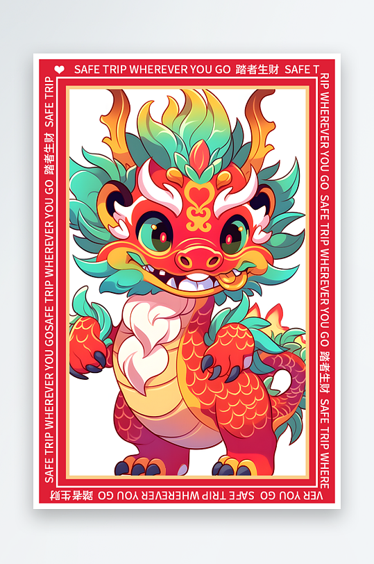 龙年地垫图案卡通龙素材图片-众图网