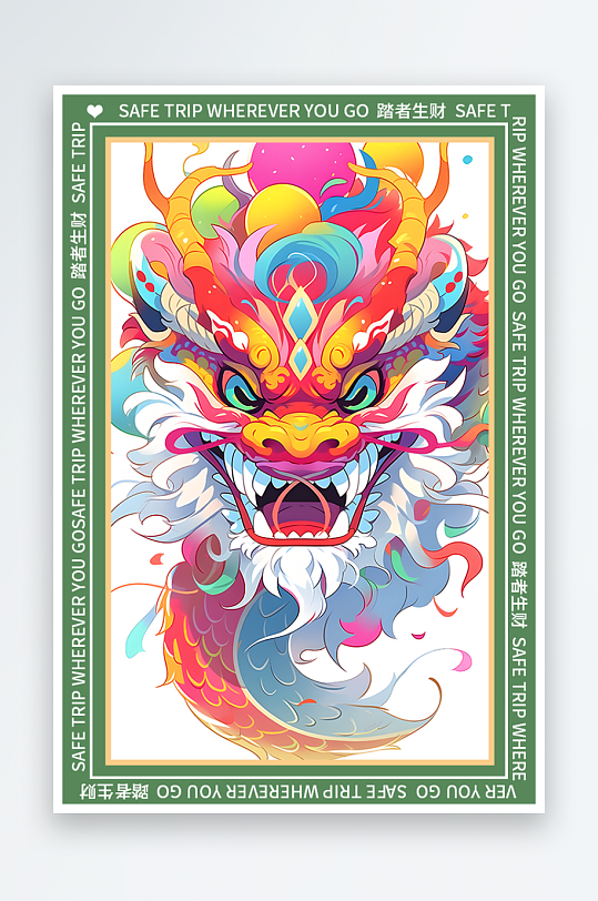 龙年地垫图案卡通龙素材图片-众图网