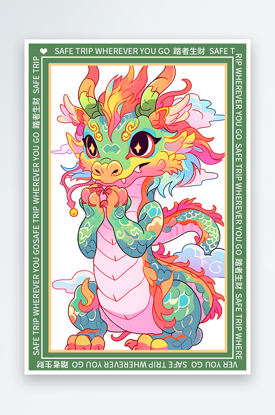 龙年地垫图案卡通龙素材图片-众图网